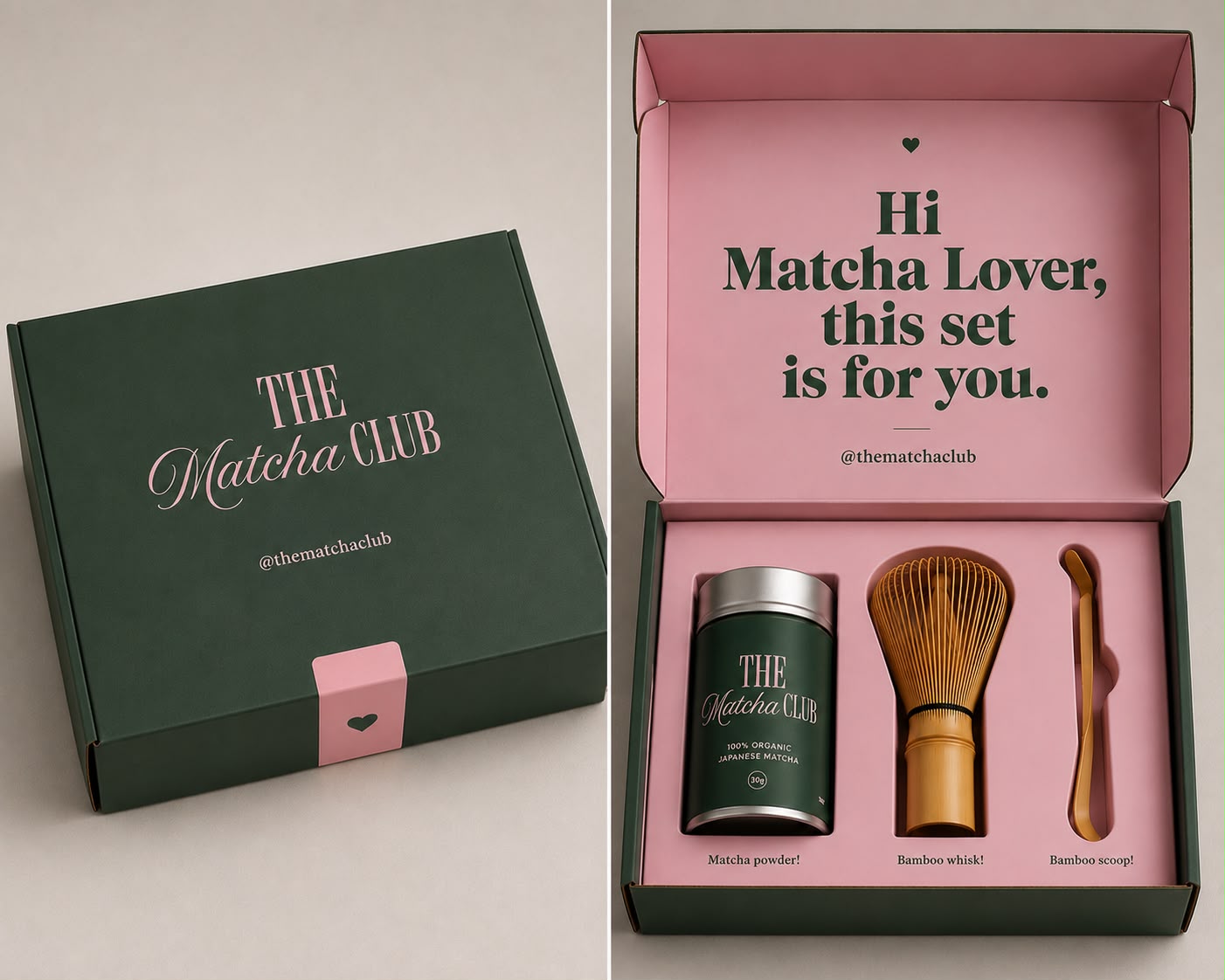 The Matcha Club matcha gift set — ceremonial tin, bamboo whisk and scoop