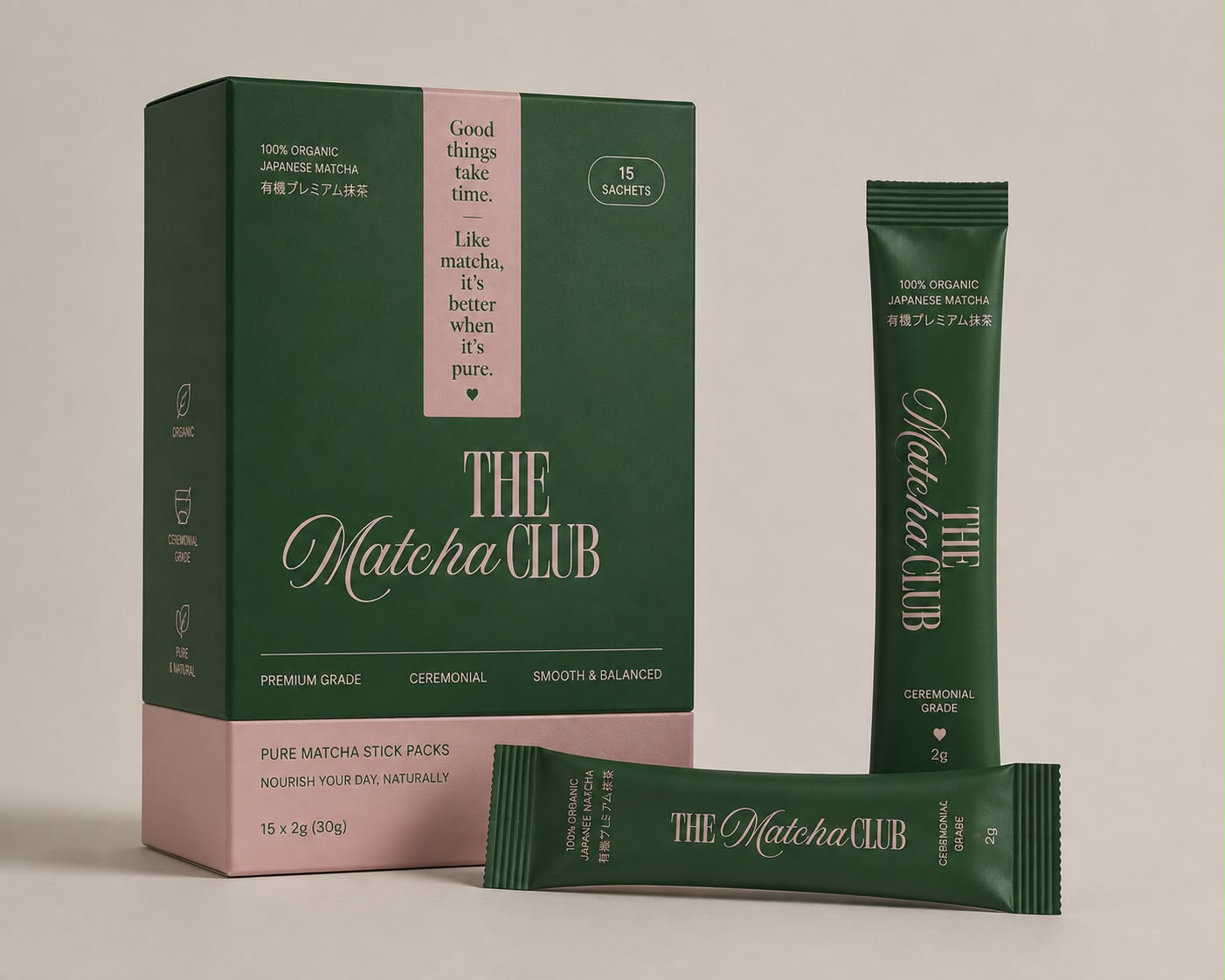 Matcha stick packs, 15 sachets